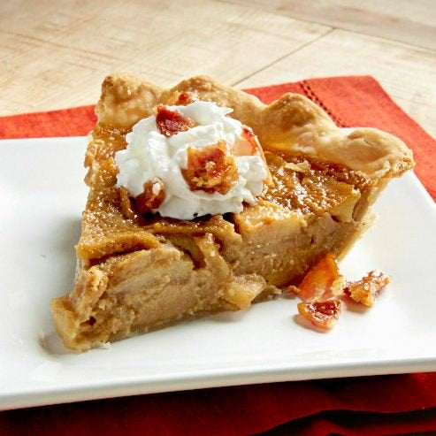 Butterscotch Apple Pie with Candied Bacon Sprinkles