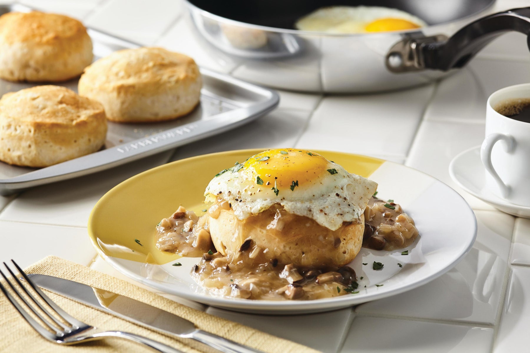 Buttermilk Turkey Gravy over Mashed Potato Biscuits