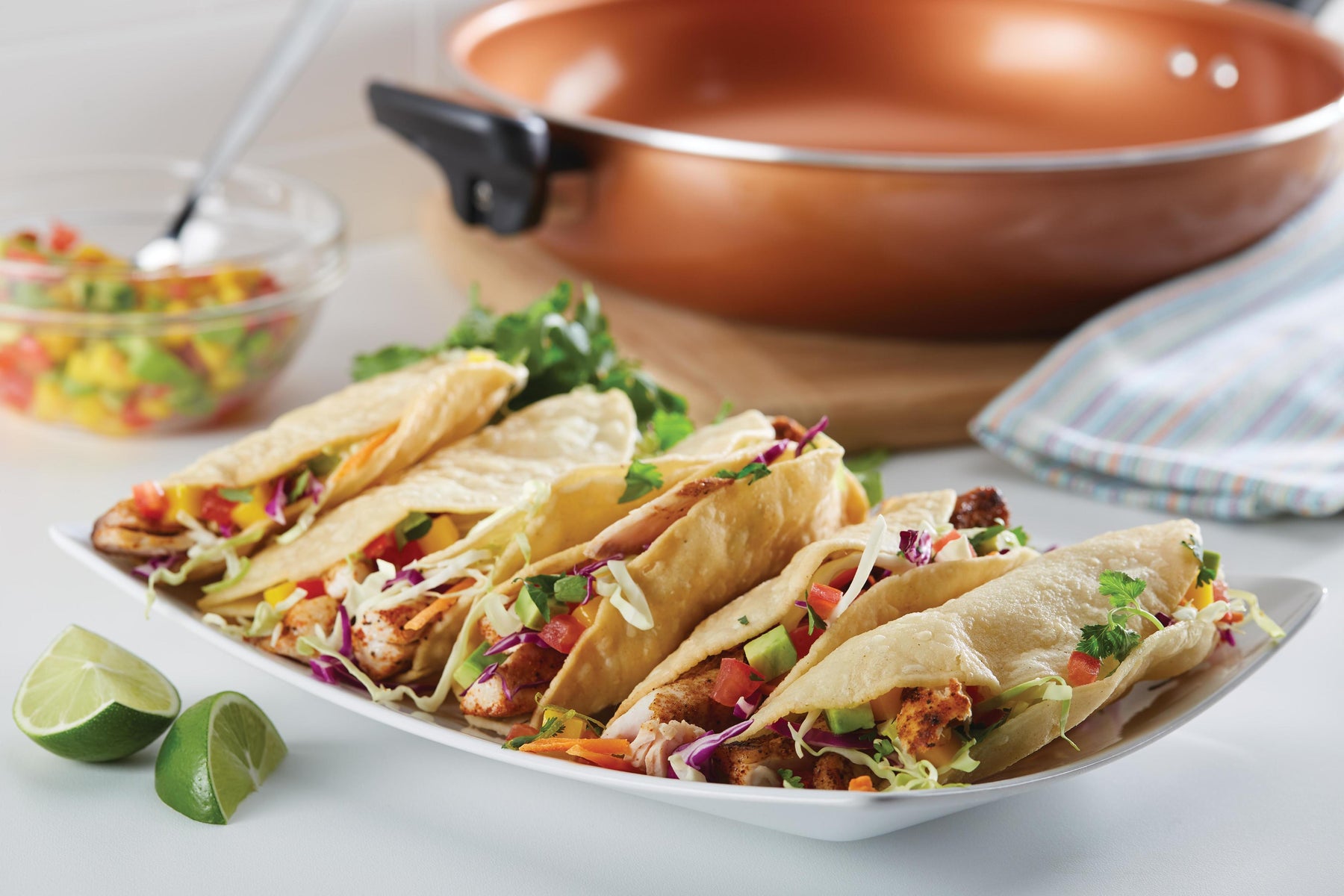 Mahi-Mahi Fish Tacos with Mango and Avocado Salsa