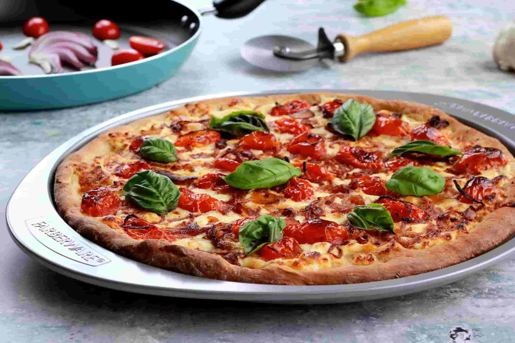 Whole Wheat White Pizza with Skillet Melted Grape Tomatoes