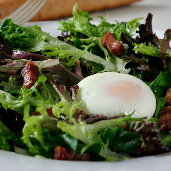 Bistro Salad with Poached Egg and Shallot-Chive Vinaigrette
