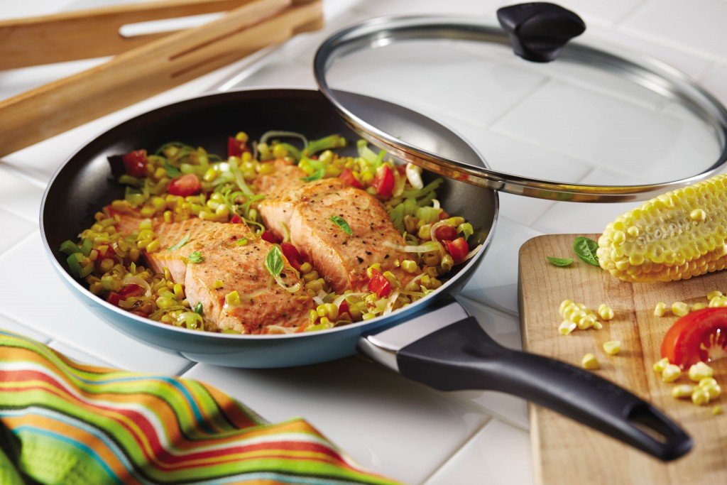 Maple-Mustard Salmon with Corn and Basil