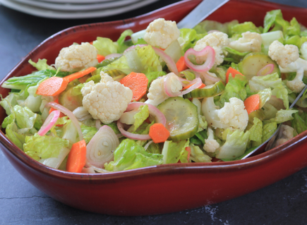 Pickled Vegetables and Romaine Salad