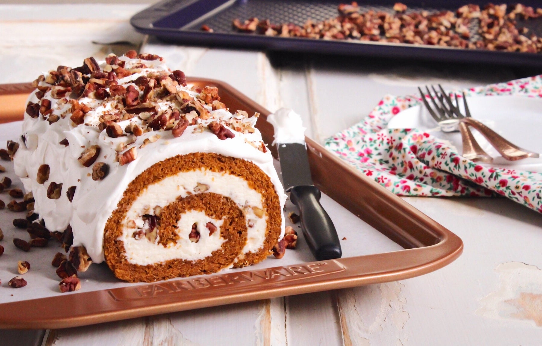 Pumpkin Pecan Cake Roll