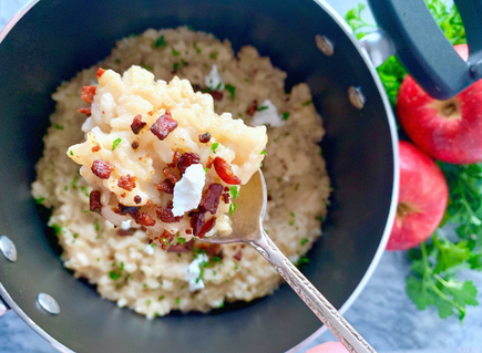 Bacon Apple Risotto with Goat Cheese
