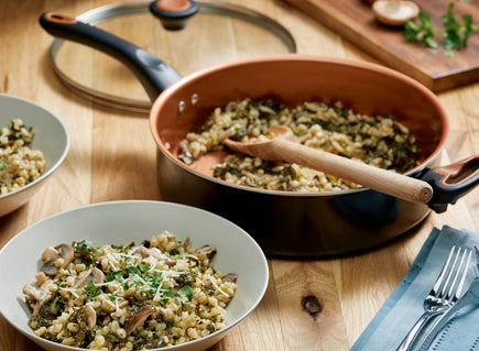 Barley Risotto with Mushrooms, Leeks and Kale