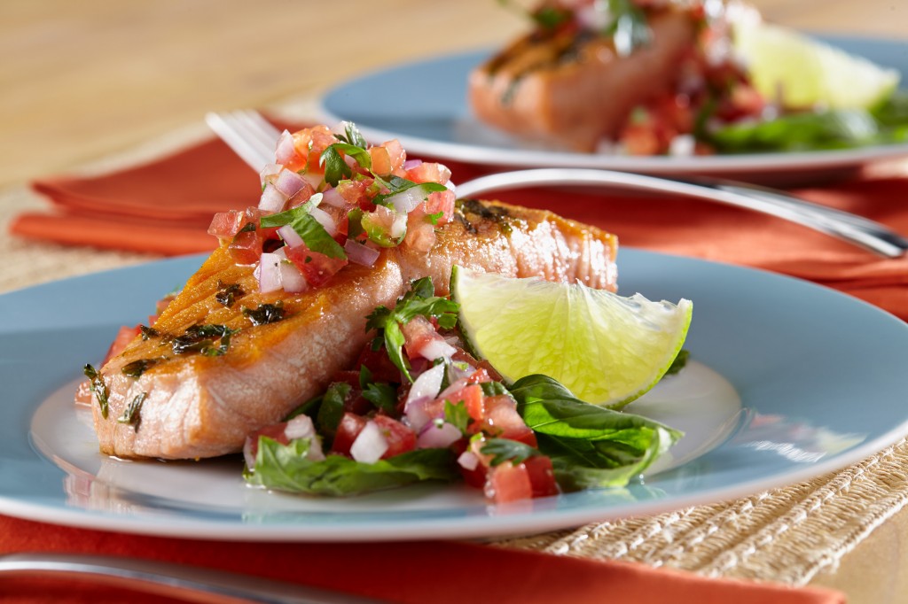 Basil Crusted Grilled Salmon with Tomato Salsa