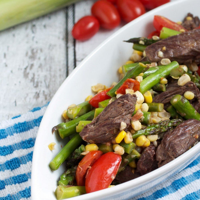 Steak Stir-Fry with Asparagus, Corn and Tomatoes
