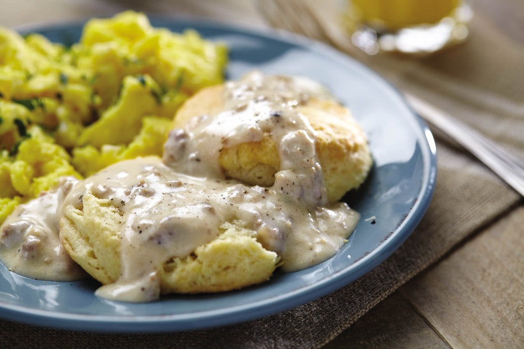 Flaky Buttermilk Biscuits with Sausage Gravy