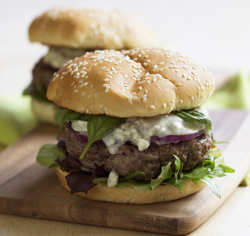 Blue Cheese Burger with Basil