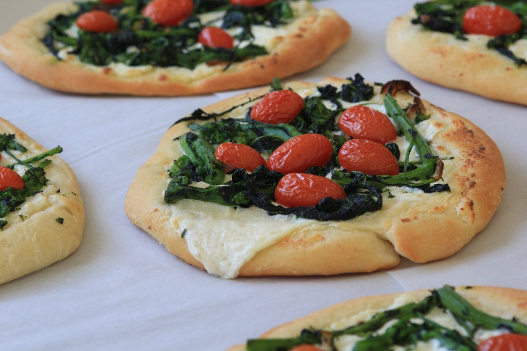 Broccoli Rabe and Cherry Tomato Pizzettas