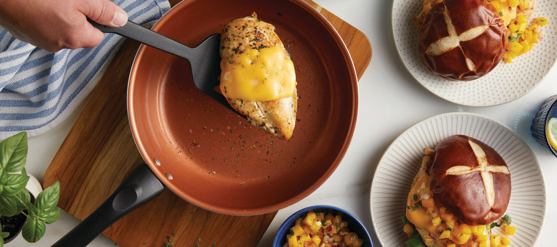 Grilled Chicken Sandwich with Mango Salsa on Pretzel Roll