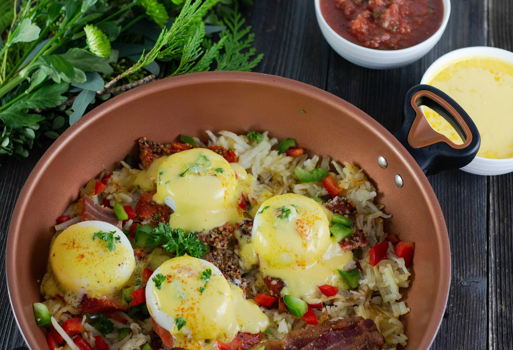 Eggs Benedict Over Hash Browns