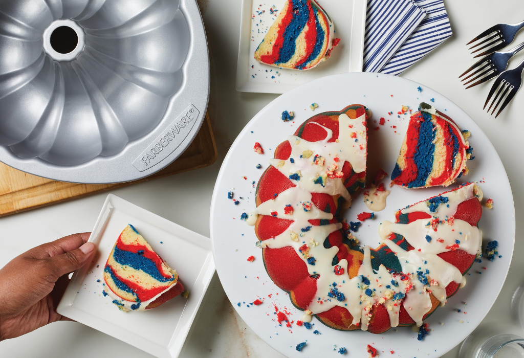 Red, White, and Blue Swirl Cake - Farberware Cookware