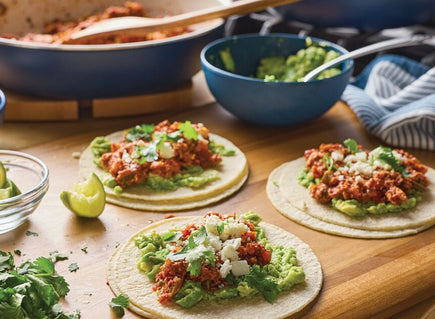 Spicy Stir-Fried Chorizo and Veggie Breakfast Tacos
