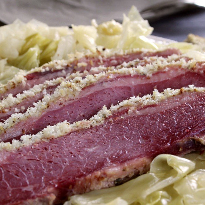 Horseradish and Mustard Crusted Corned Beef and Cabbage