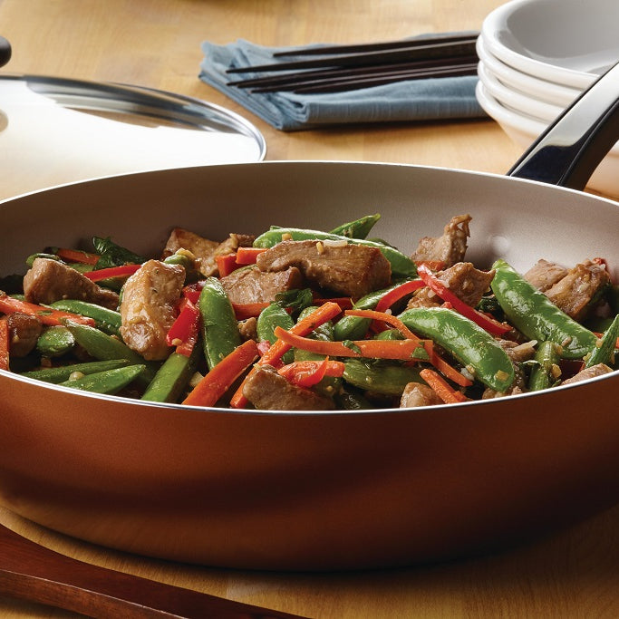 Pork Stir-Fry with Peppers, Carrots, and Sugar Snaps - Farberware