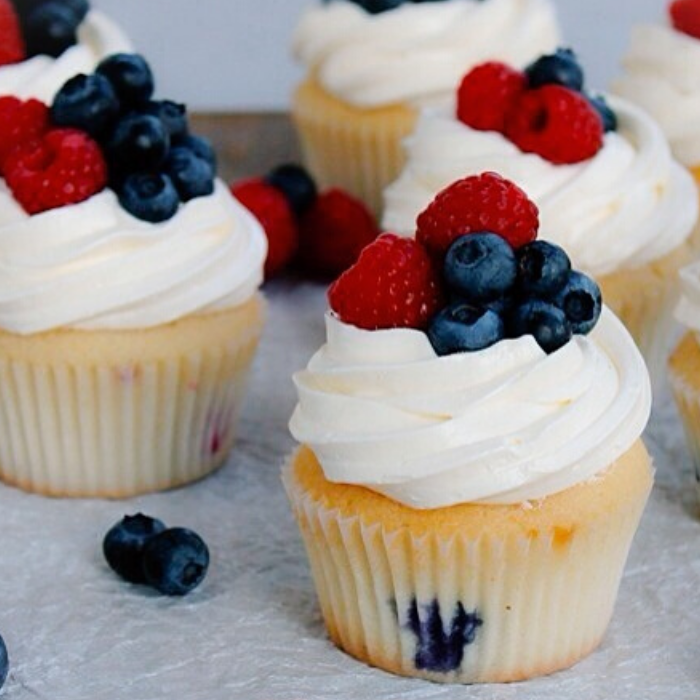 Red, White, and Blueberry Cupcakes