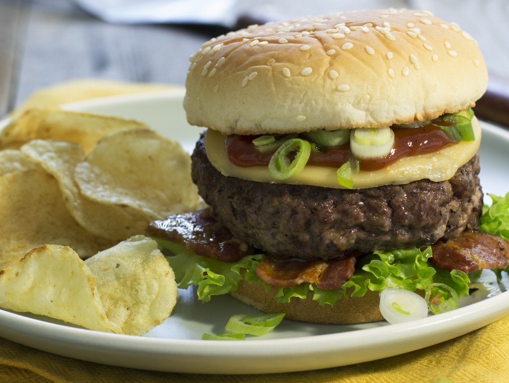 Rodeo Burger with Barbecue Sauce and Bacon