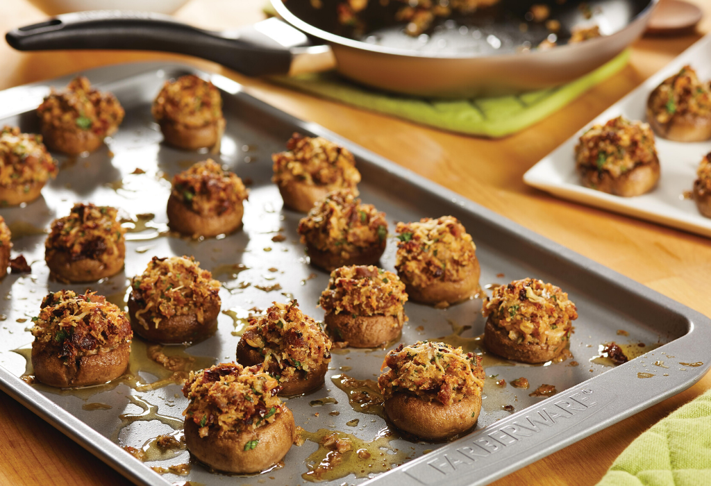 Sausage, Sun-Dried Tomato and Pecorino Stuffed Mushrooms