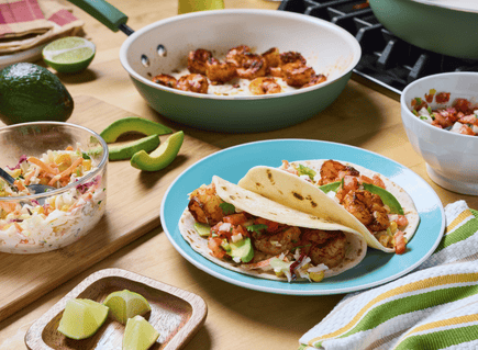 Shrimp Tacos with Corn Slaw