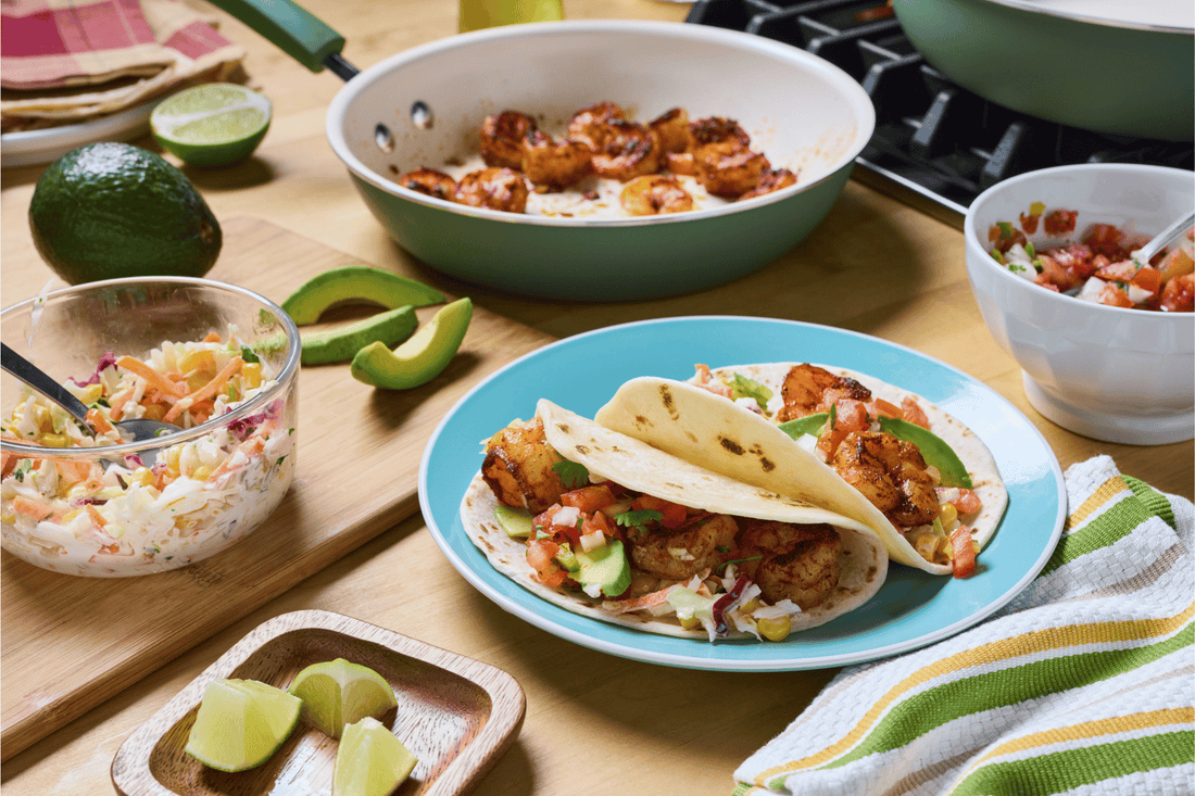 Shrimp Tacos with Corn Slaw