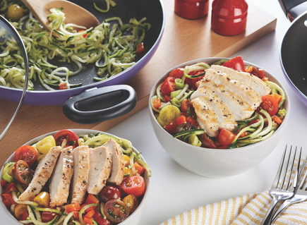 Zucchini Spaghetti with Tender Grilled Chicken