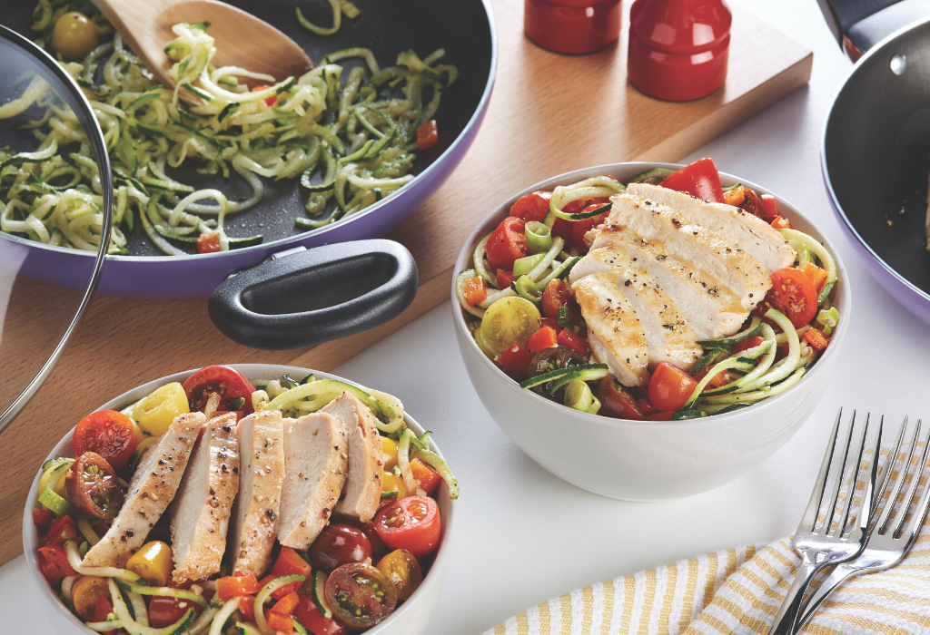 Zucchini Spaghetti with Tender Grilled Chicken