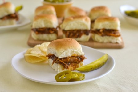Easy BBQ Chipotle Pulled Chicken Sliders