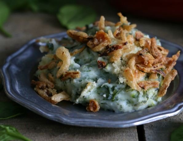 Spinach Parmesan Baked Mashed Potatoes