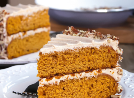 Pumpkin Layer Cake with Cinnamon and Spice Cream Cheese Frosting