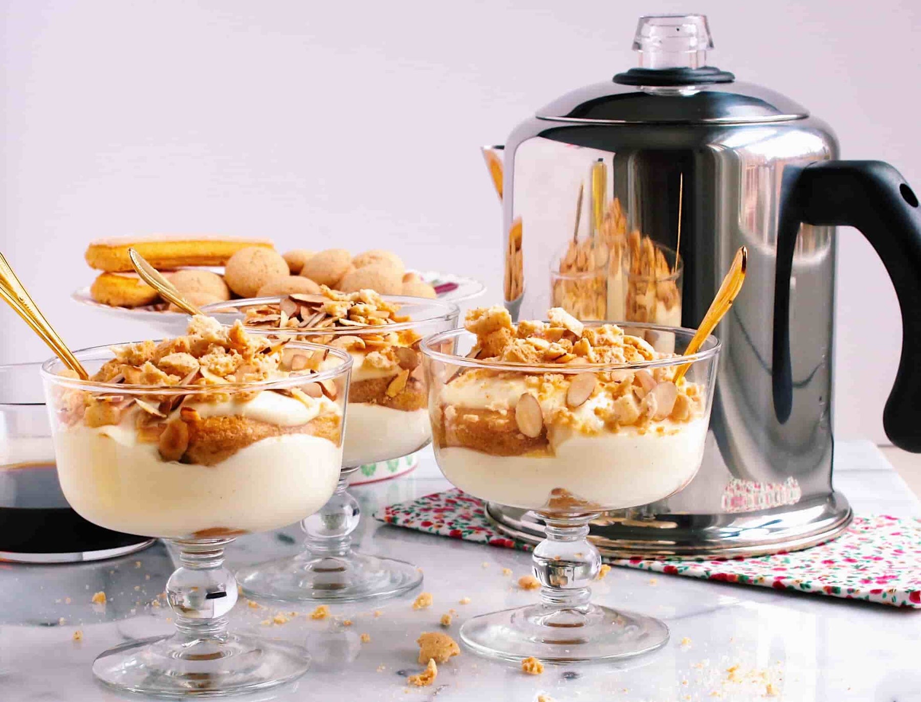 Toasted Almond Tiramisu Parfaits