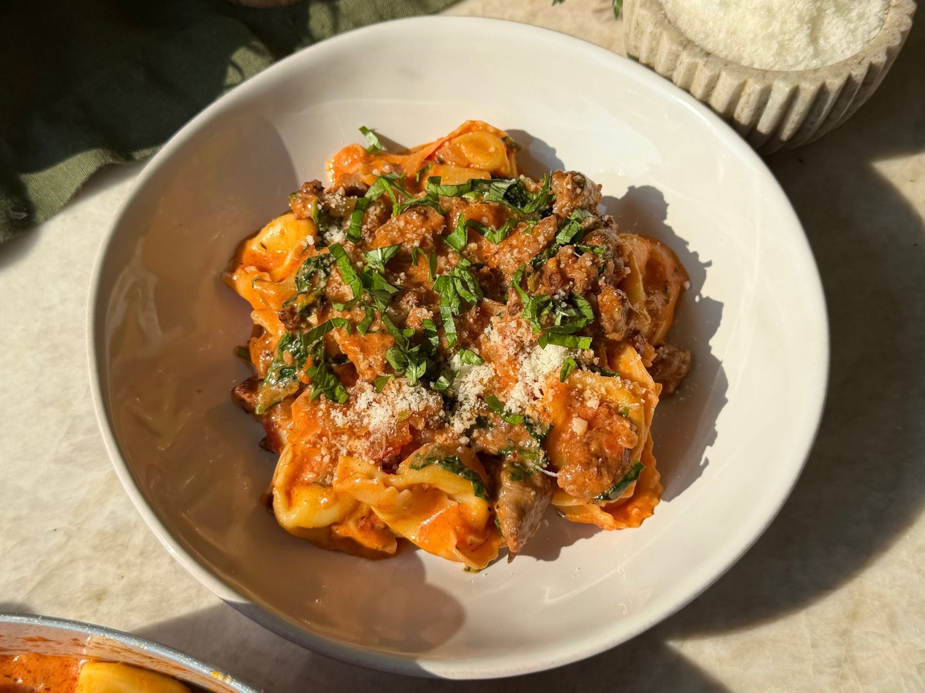 One Pan Creamy Tomato Tortellini with Sausage