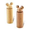 Two Salt and Pepper Grinders, designed with wooden cylindrical bodies and round, ear-like features on top, add a Mickey Mouse charm to your dining table.