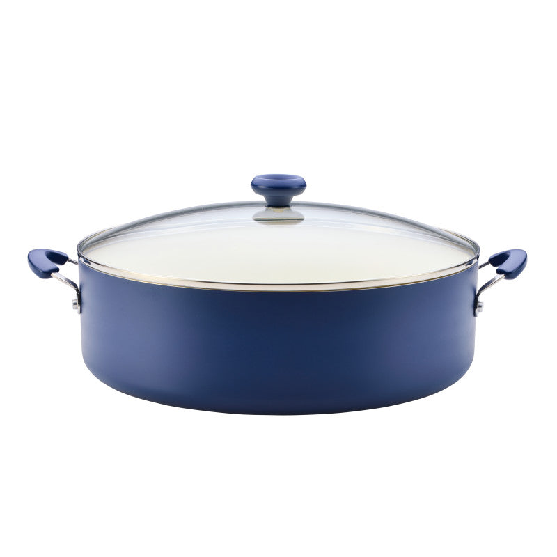 14-Inch Ceramic Nonstick Family Pan with Lid, easy clean, dishwasher-safe.