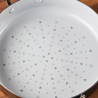 Check out the 4.5-Quart Monochrome Ceramic Nonstick Sauté Pan with lid and Helper Handle from our latest collection. Its stylish pattern of small clubs, diamonds, hearts, and spades brings a sophisticated flair to your kitchen while offering perfect even cooking every time.