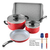 Disney Bon Voyage 8-piece nonstick cookware set with lids and Mickey tools.