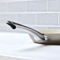 Close-up of a metal handle on the Ceramic Nonstick Frying Pan Twin Pack.