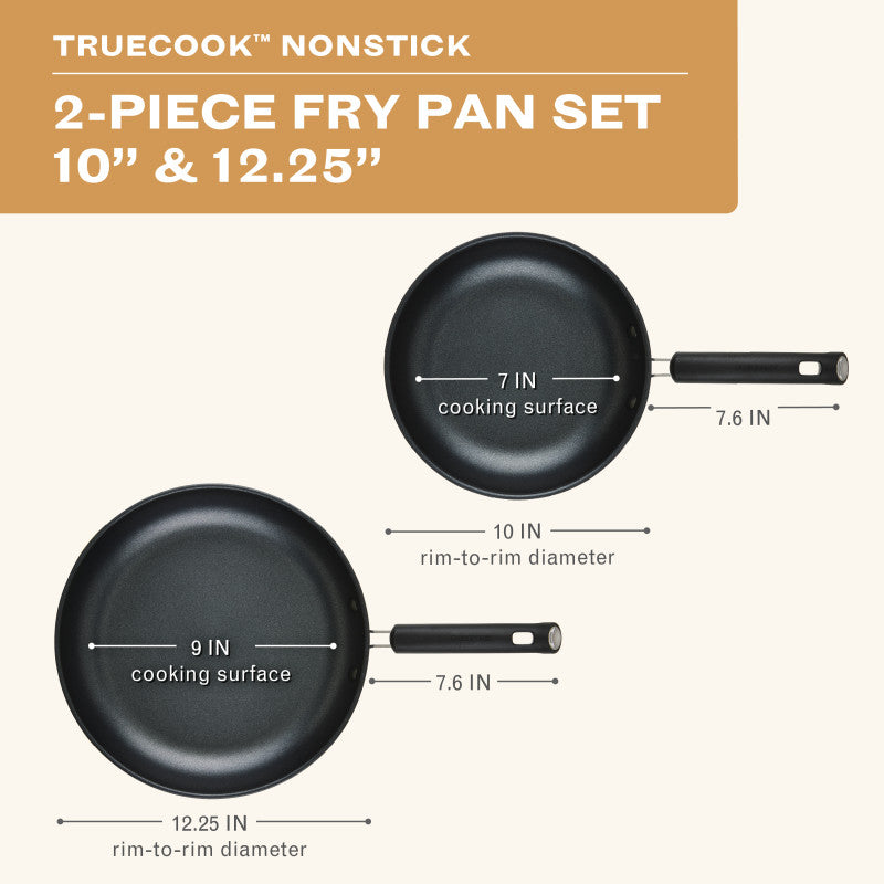 10 & 12-Inch Nonstick Frying Pan Set - Black