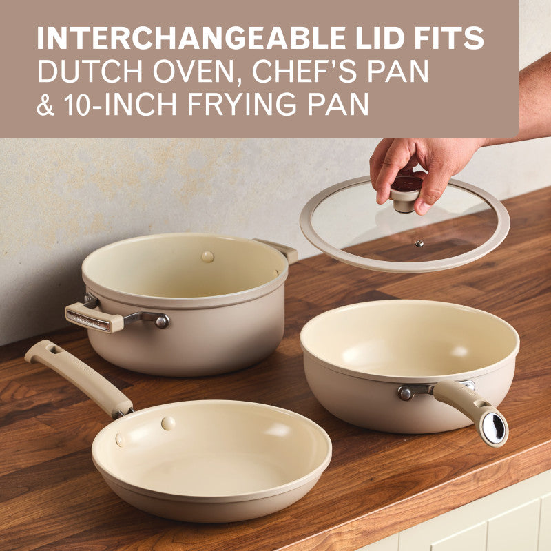 12-Piece Ceramic Nonstick Cookware Set - Taupe