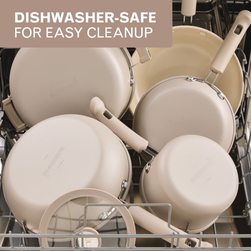 12-Piece Ceramic Nonstick Cookware Set - Taupe