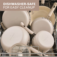 12-Piece Ceramic Nonstick Cookware Set - Taupe