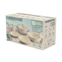 12-Piece Ceramic Nonstick Cookware Set - Taupe