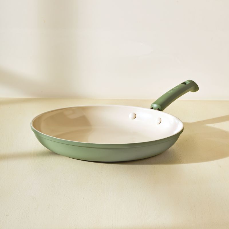 12.25-Inch Ceramic Nonstick Frying Pan - Olive Green