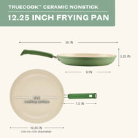 12.25-Inch Ceramic Nonstick Frying Pan - Olive Green