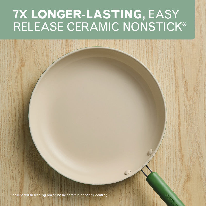 12.25-Inch Ceramic Nonstick Frying Pan - Olive Green