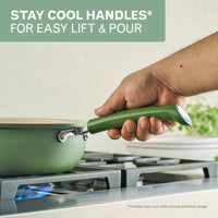 12-Piece Ceramic Nonstick Cookware Set - Olive Green