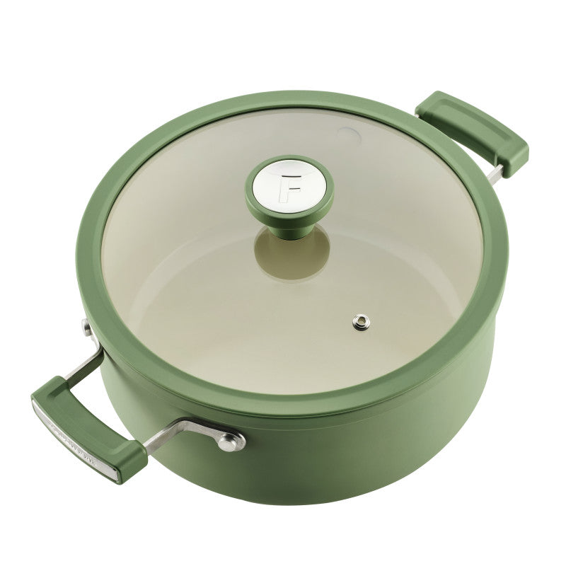 12-Piece Ceramic Nonstick Cookware Set - Olive Green