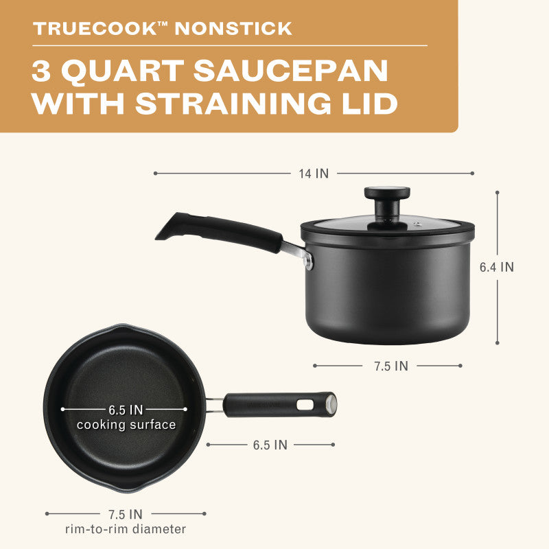 3-Quart Nonstick Straining Saucepan with Lid