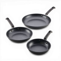 8.25, 10, and 12.25-Inch Nonstick Frying Pan Set - Black